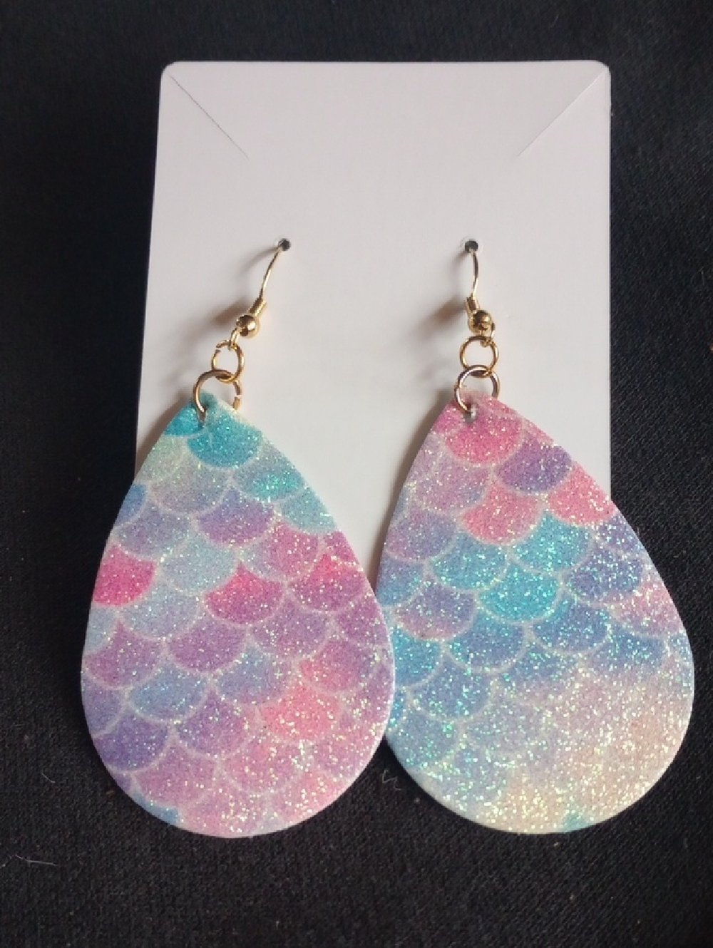 Glitter Pastel Mermaid Scale Teardrop Earrings